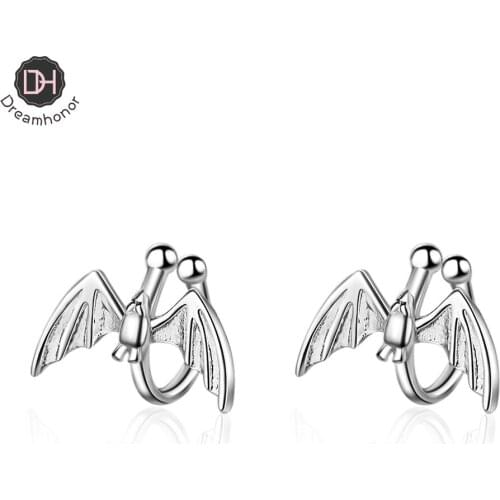 Dreamhonor 2021 Newest Design Fashion 925 Sterling Silver Bat Clip Earrings For Women Wings Earrings Jewelry