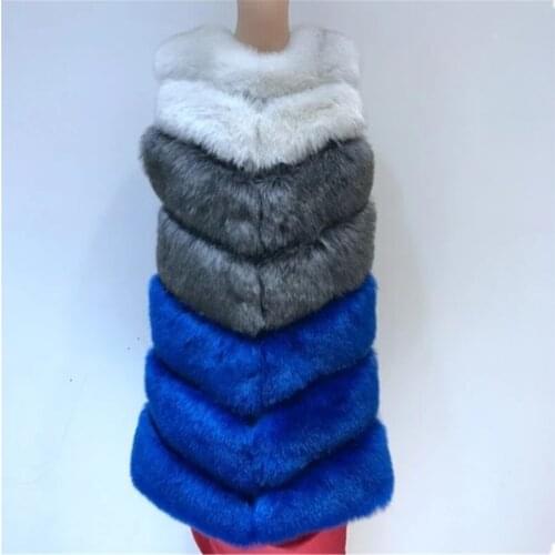 2020 Women Fur Vest Coat Luxury Faux Fox Warm Vest Coat Winter Fashion Faux fur Vest Womens Coats Jacket Gilet Vest