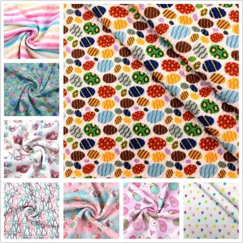 1/2Yard Easter Bunny Eggs Printed Bullet Textured Liverpool 4 Way Stretch Spandex Knit Fabric For Baby HeadWrap Scrunchies