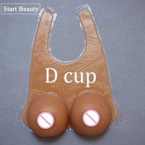 1 Pair 1200g D Cup dark Silicone Cleavage faux seins Fake Breast Form One piece Boobs For shemale Drage Queen Woman Mastectomy