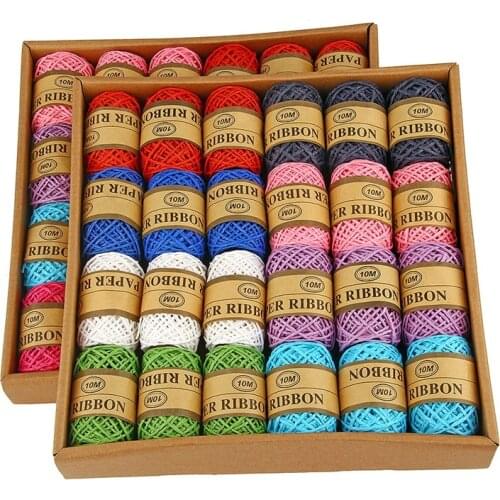 10M*24 Rolls Paper Rope 2mm Width DIY Hand-Woven Paper Mix Colors Thin Ropes For Gift Packing Wedding Birthday Party Decoration