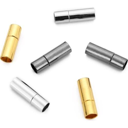 10pcS Black/Gold/Rhodium Color Metal End Caps End Clasps Fits 2/2.5/3/4/5/6MM Leather Cord Bracelet DIY Jewelry Making Material