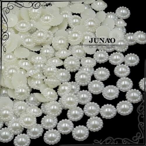 12mm Ivory Color Half ABS Pearl Flowers Beads Cabochon Flatback Scrapbook For Jewelry Making Garment Decorations 300pcs