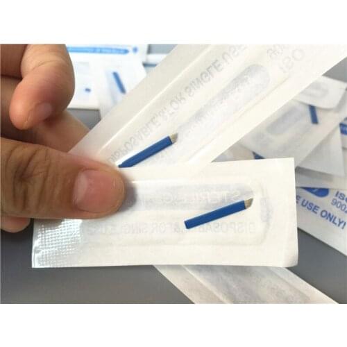 500pcs 11pin Blue Color Permanent Makeup Eyebrow Tatoo Blade Microblading Needles Wire drawing eyebrow needle For Tattoo Manual