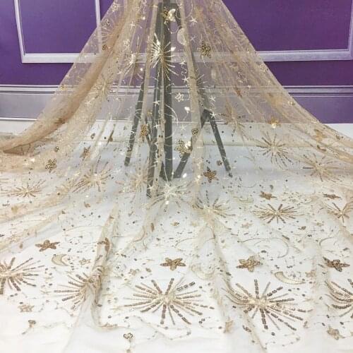 African Lace Fabric 2021 High Quality Sequins Fabric Net Nigerian Lace Fabrics For Dress Wedding AM4521 French Tull Lace Fabric