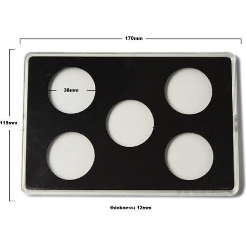 Acrylic Cases For Coin Collection Challenge Coin Display Holder Stand Coin Transparent Box Packaging for 5 Coins (38MM Diameter)