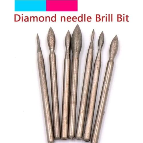 Diamond Grinding Head Polishing Needle Bits Burrs Metal Stone Jade Engraving Carving Tools For Dremel 2.35mm Shank J Needle