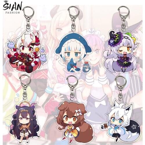 Anime Hololive Vtuber Acrylic Keychain Usada Pekora Uruha Rushia Hosimati Suisei Inugami Korone Figures Keyrings Unisex Jewelry