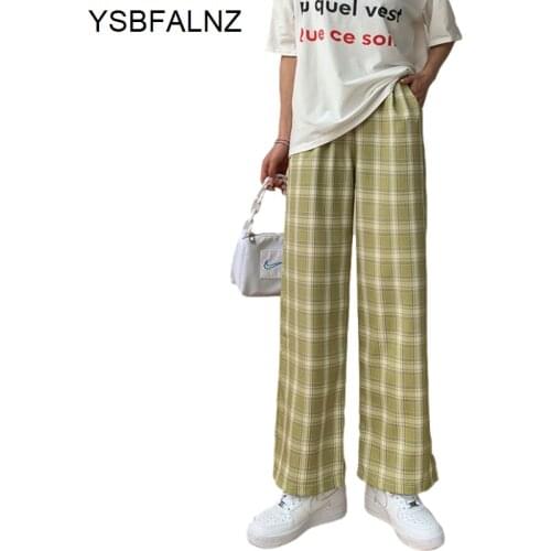 Plaid Pants For Women Bottom Harajuku Trousers Women High Waist Pants Female Fashion Summer Pants Wide Leg Pant 2021 Fashion New