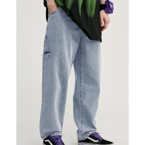 Modern retro Jeans Mens Relaxed Tapered Jean Denim Pants Boys slacks Mens Cowboy Trousers Hip Hop Men Boyfriend