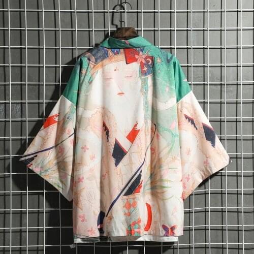 Haori WomenS Summer 2021 Print Japanese Kimono Traditional Yukata Kimono Shirt Men Cardigan Asian Streetwear Kimonos 30301
