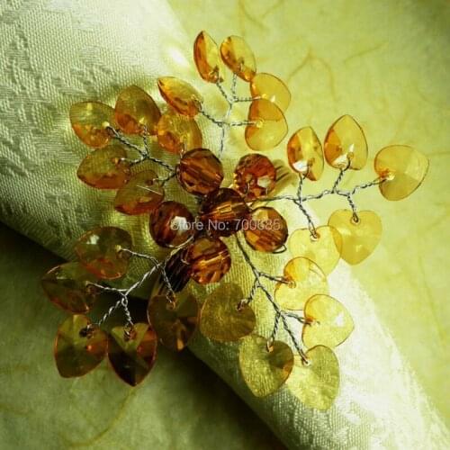 Crystal heart leaf napkin ring