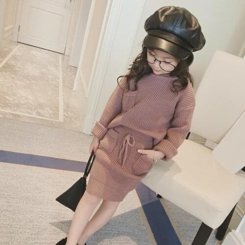 2020 Spring Autumn Winter Baby Toddler Girls Clothing Sets Knit Pullover Sweater + Skirt 2 Pcs Suit Children Kids Clothes Set