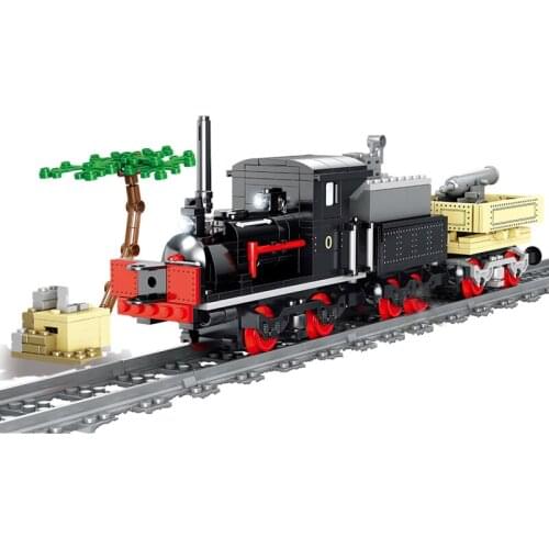 City Railway Traffic Battery-Powered Train Building Blocks Retro Trains Bricks Set Toys for Children Kids DIY Gifts