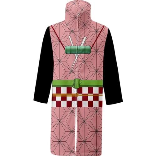 Anime Demon Slayer Kamado Nezuko 3D Printed Cosplay Costume Stand Collar Coat Robe