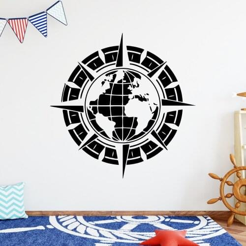 Cartoon Compass The Earth Vinyl Stickers For Home Decor Living Room Bedroom Vinyl Art Decal Home Decoration Wall Decals