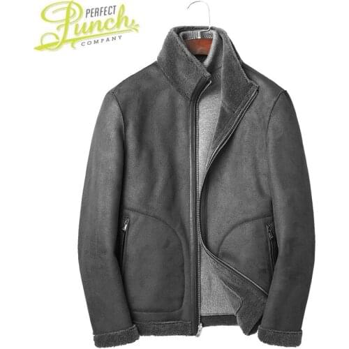 Sheep Winter Jacket Real Shearling Fur Wool Coat Men Double-side Wear Leather Jackets 12CHA181091Y MY1975