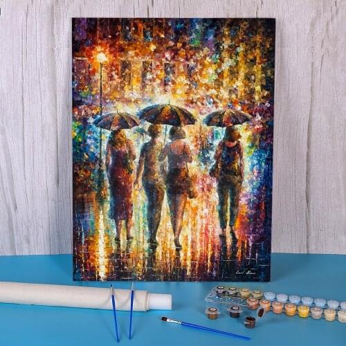 Friends Under The Rain Coloring By Numbers Painting Kit Acrylic Paints 40*50 Canvas Painting Wall Paintings For Kids Handiwork