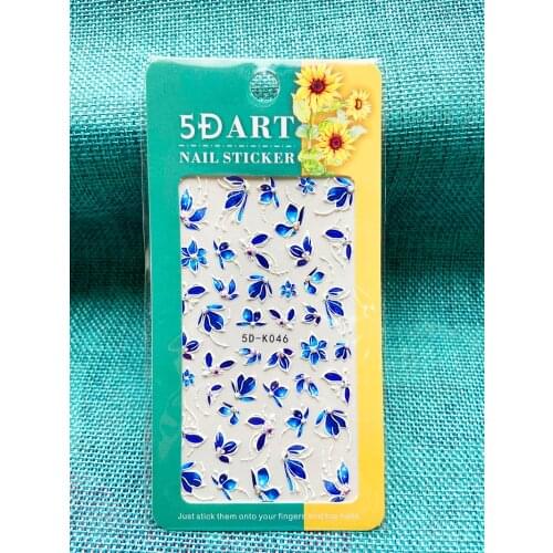 New 5D Nail Art Sticker Anaglyph Effect Blue Flowers Petals Butterfly Nail Decorations Nailart Adhesive Manicure Accessories