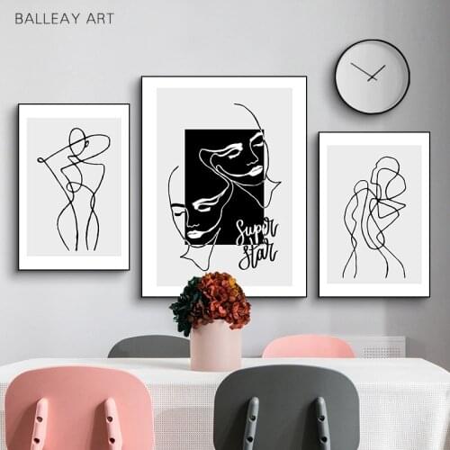 Geometric Curve Wall Art Canvas Painting Black White Poster Figure Painting Posters And Prints Wall Pictures For Bedroom Decor