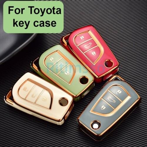 New TPU Car Key Cover Case for Toyota Auris Corolla Avensis Verso Yaris Aygo Scion TC IM 2015 2016 Camry RAV4 Flip Blade Key