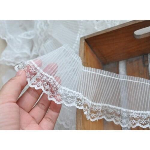 Wholesale White ruffle lace trim ribbon ,free shipping