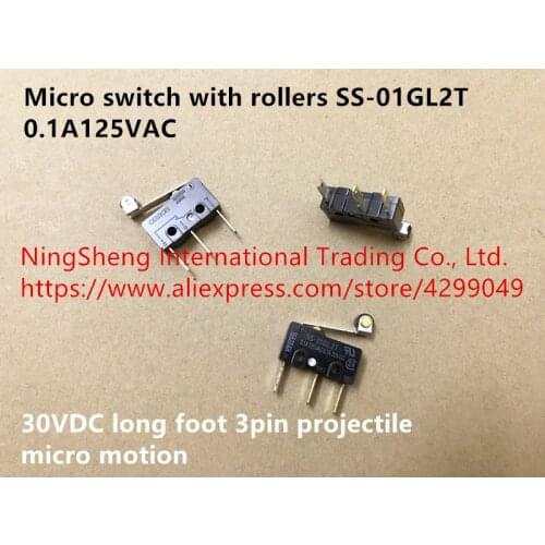 Original new 100% micro switch with rollers SS-01GL2T 0.1A125VAC 30VDC long foot 3pin micro motion