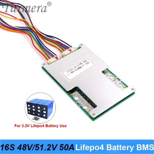 Turmera 16S 48V 51.2V 50A Lifepo4 Battery BMS Protect Board 75mA Balance Current for 3.2V 100Ah 280Ah 310Ah Lifepo4 Battery Use