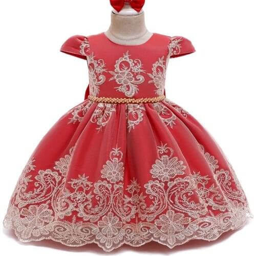 Baby Tutu Princess Dress Girl 1 Year Birthday Dress Lace Red Bowknot Dresses For Girls Toddler Clothes Wedding Dress Vestido