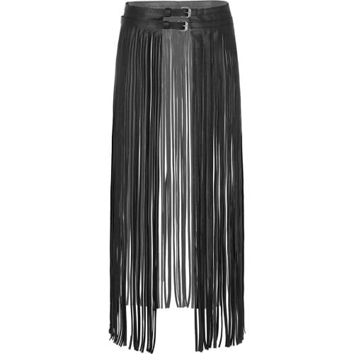 Adjustable Faux Leather Waistband Fringe Tassel Skirt Belt Womens Adult Gothic Punk Pole Dancing Long Fringe Tassel Skirt Belt