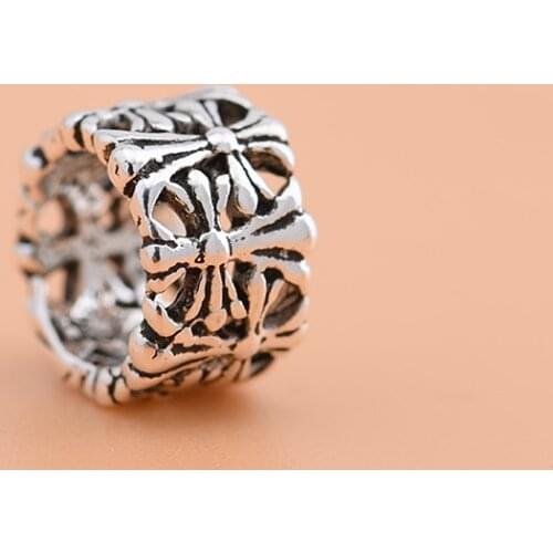 S925 Sterling Silver Retro Cross Separator Handmade DIY Woven Material Bracelet Necklace Accessories