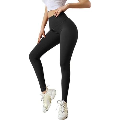 Yoga Pants Women Fashion Ladies Pure Color Hip Lifting Elastic Fitness Running Yoga Pants Gym Workout Tights Exercise Leggings