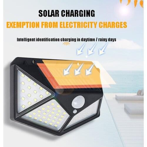 100LED Aolar Wall Lamp Courtyard Gour Side Luminous Solar Lamp Human Body Induction Waterproof Fence Outdoor Lamp