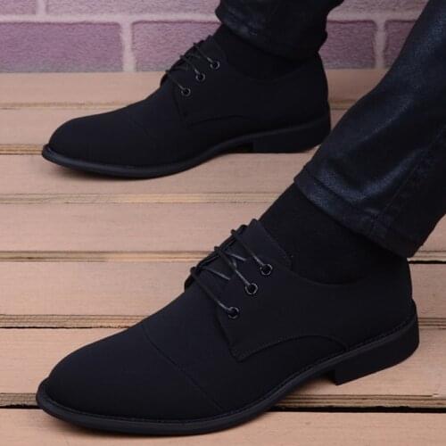 Men Shoes Fashion Korea Pointed Toe Business Dress Shoes Breathable Lace-Up Men Casual Shoes Black Wedding Shoes Zapatos Hombre
