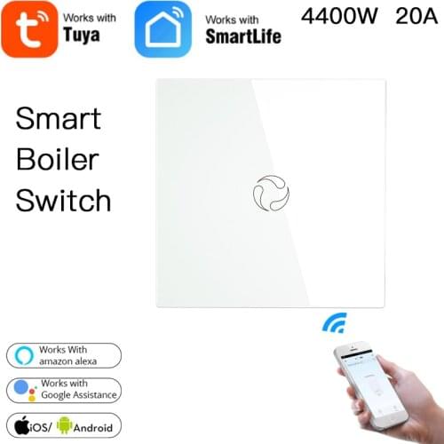 Tuya WiFi Smart Boiler Switch Water Heater Switch Smart Life/Tuya APP Remote Control Alexa Google Home Voice Control Glass Panel