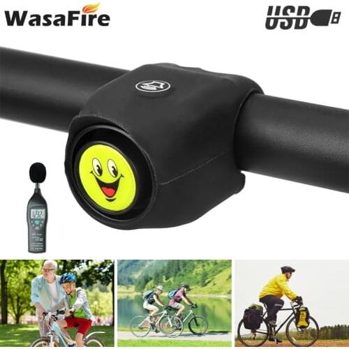 Silicone Bicycle Electric Horn USB Rechargeable Bike Bell Ring 120dB Cycling Safety Alarm MTB Warning Speaker 5 kinds of sounds