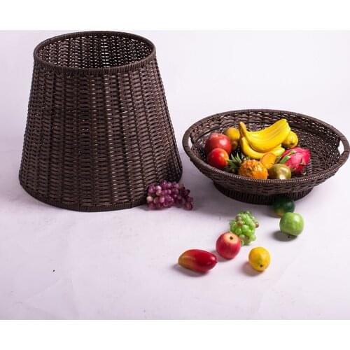 Huangtu High quality service equipment handmade rattan plastic fruit vegetablle storage racks display basket for supermarket