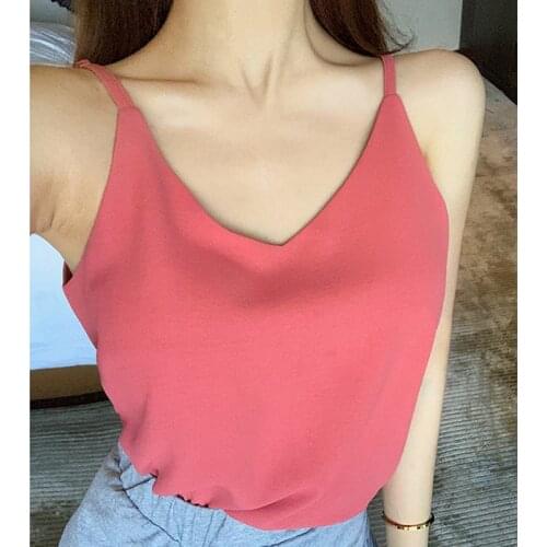 Summer Camisole Halter Tank Top 2021 Women Tank Top V Neck Sexy Plus Size Chiffon Blouse Sleeveless Shirt Ladies Tops