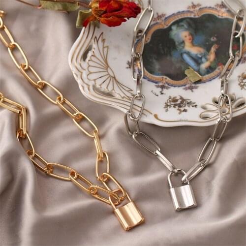 VKME Vintage Chains LOCK Necklaces Women Heart star moon Pendant Necklaces Party BIRTHDAY Wedding Jewellery
