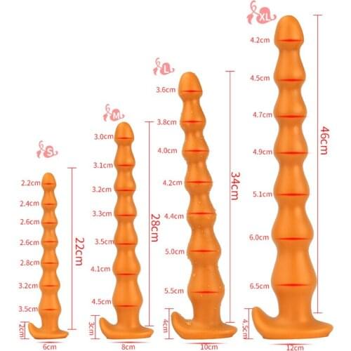 Liquid Silicone Anal Bead Prostate Massager Soft Buttplug Long Deep Anus Expander SM Adult Sex Shop For Men Women Masturbator