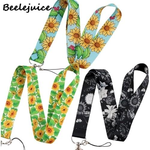 Painting childlike Sunflower Flowers Lanyard Badge ID Mobile Phone Rope Key Lanyard Neck Straps Accessories webbings ribbons