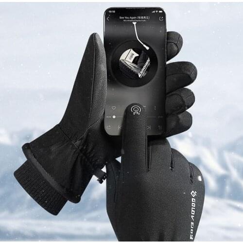 Winter Mens And Womens Double-Layer Plus Velvet Cotton Thickened Warm And Wear-Resistant Ski Gloves Ten-Finger Sports Gloves
