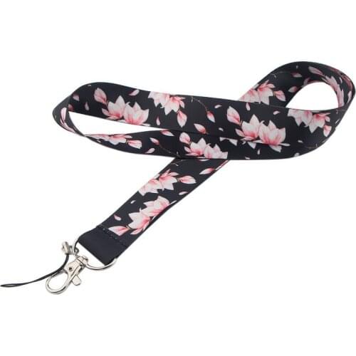 1Pc Sunflower Cherry Blossom Fashion Flowers Lanyards ID Badge Holder Bus Pass Case Cover Slip Bank Credit Card Holder Strap