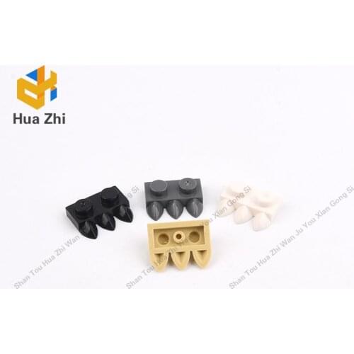 10PCS 15208 Plate Special 1 x 2 with Three Teeth Building Blocks Parts MOC DIY Education Build Toys Brick