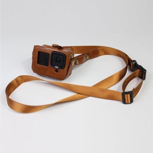 11pcs/lot- PU Leather Case For Gopro Hero 9 Black Protective Frame Cover With Long Strap Black Brown Pink Colors