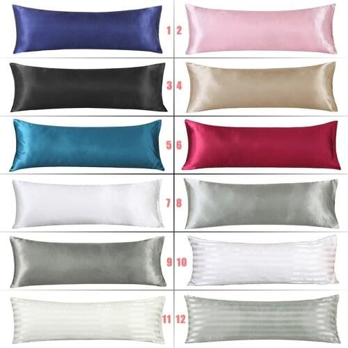 20x54 inch Couple Double Pillow Case Satin Silk Pillow Cases Solid Color Long Lovers Wedding Pillowcases