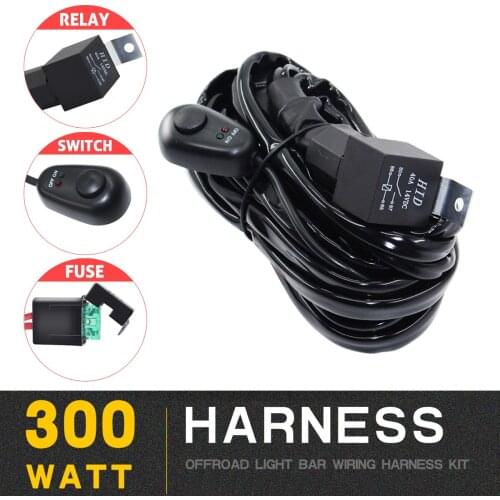 300W 12V 40A Switch Automotive Relay Cable Kit 14AWG for Offroad Car Tractor Truck 4x4 SUV ATV LED Light Bar Fog LED Work Lamp