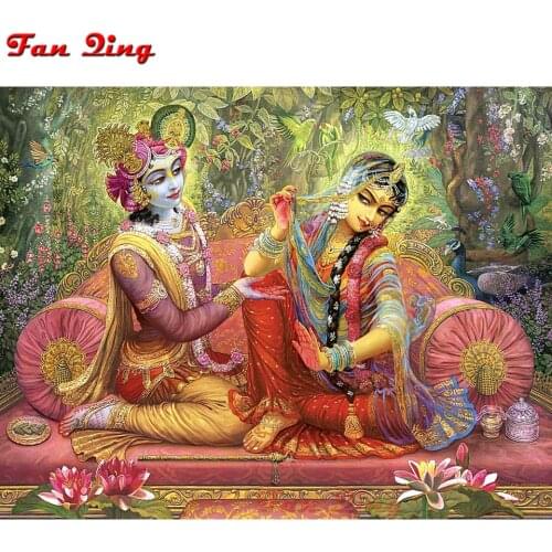 5D Diamond Painting Krishna Paintings Indian girl Cross Stitch Diamond Embroidery Portrait Diamond Mosaic rhinestones Home Decor
