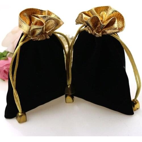 7*9cm 50pcs Phnom Penh Black Jewelry Velvet Bags For Packing Gifts Handmade Diy Women Jewellery Pouches Flannel Bag Drawstring
