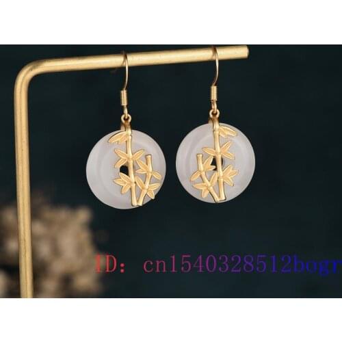 White Jade Doughnut Earrings Natural Gemstone Agate Women Zircon Fashion Crystal Charm Gifts Chalcedony Jewelry 925 Silver